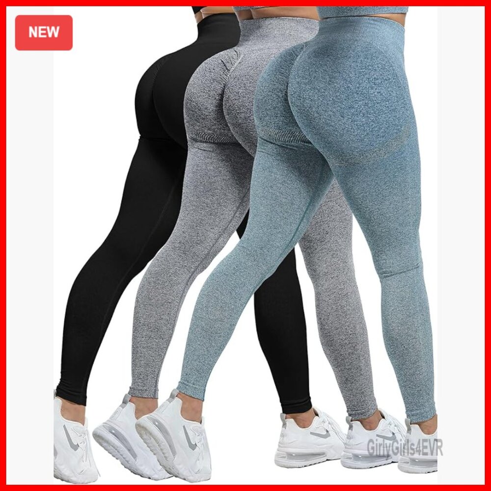 Seamless High Waist Leggings, 3-Pack, Squat Proof, Compression Fit
